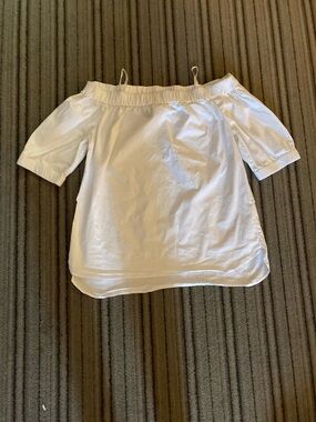 Michael Kors white cotton elastic over the shoulder blouse- size small